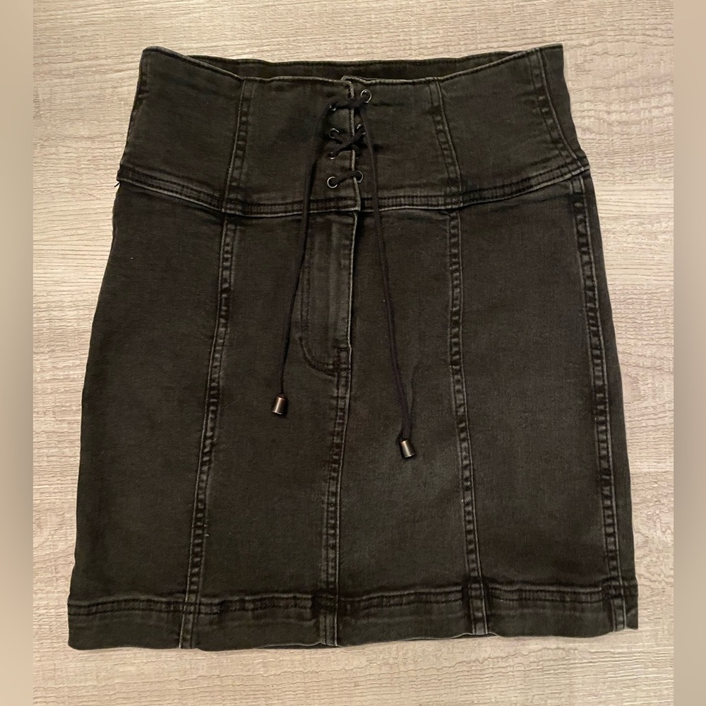 Free People black jean mini skirt